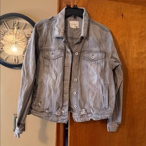 Jessica Simpson Gray Denim Jacket with rips Size XL